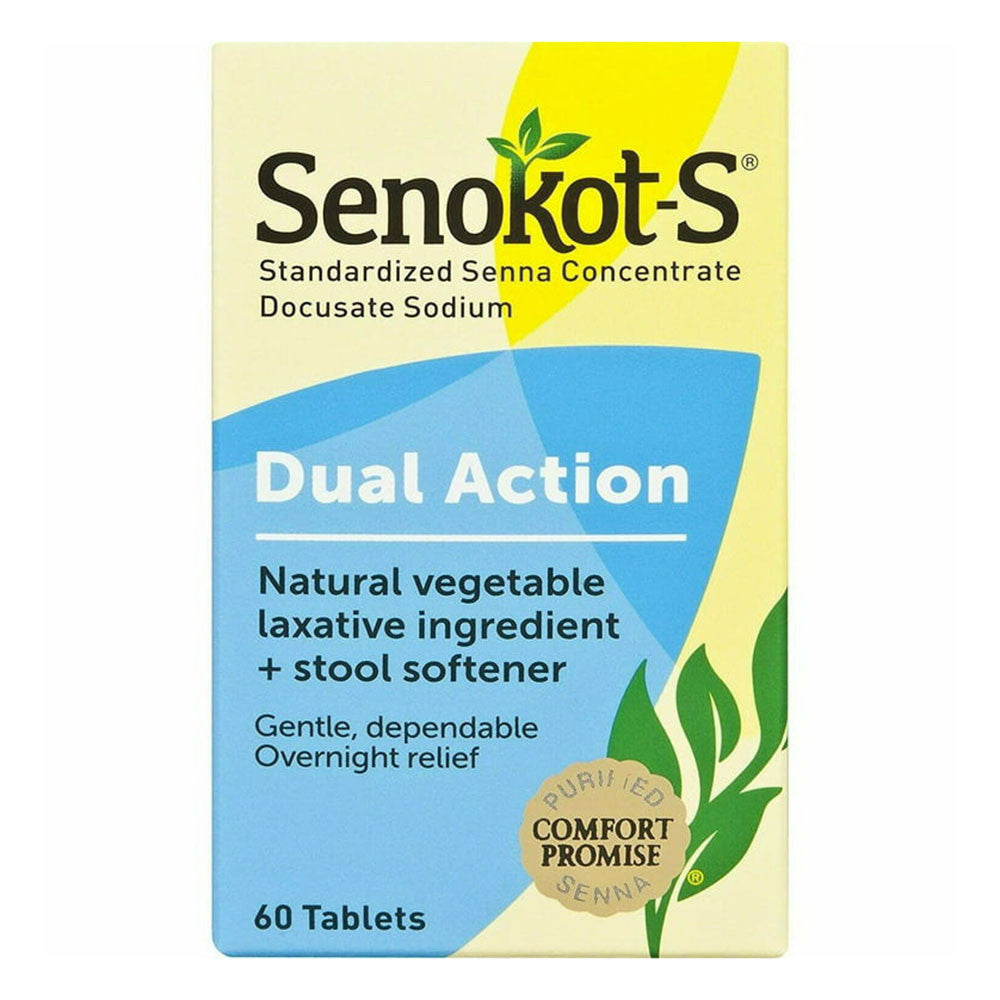 Senokot-s Dual Action Natural Vegetable Laxative Plus Stool Softener Tablets, 60 Ea
